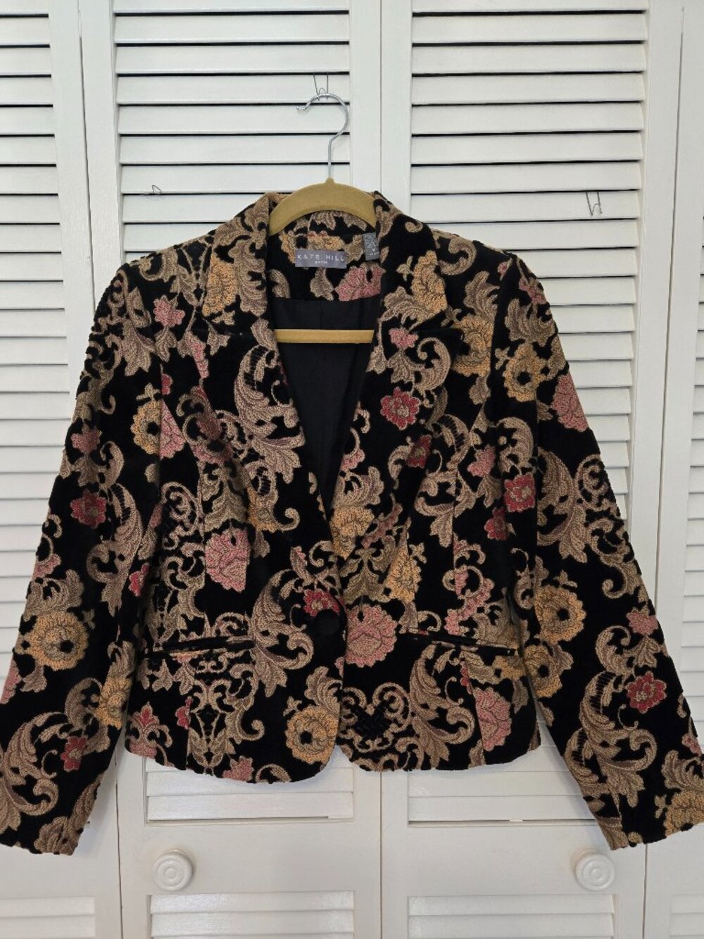 Kate Hill Velvet Brocade Jacket - Size 8P
